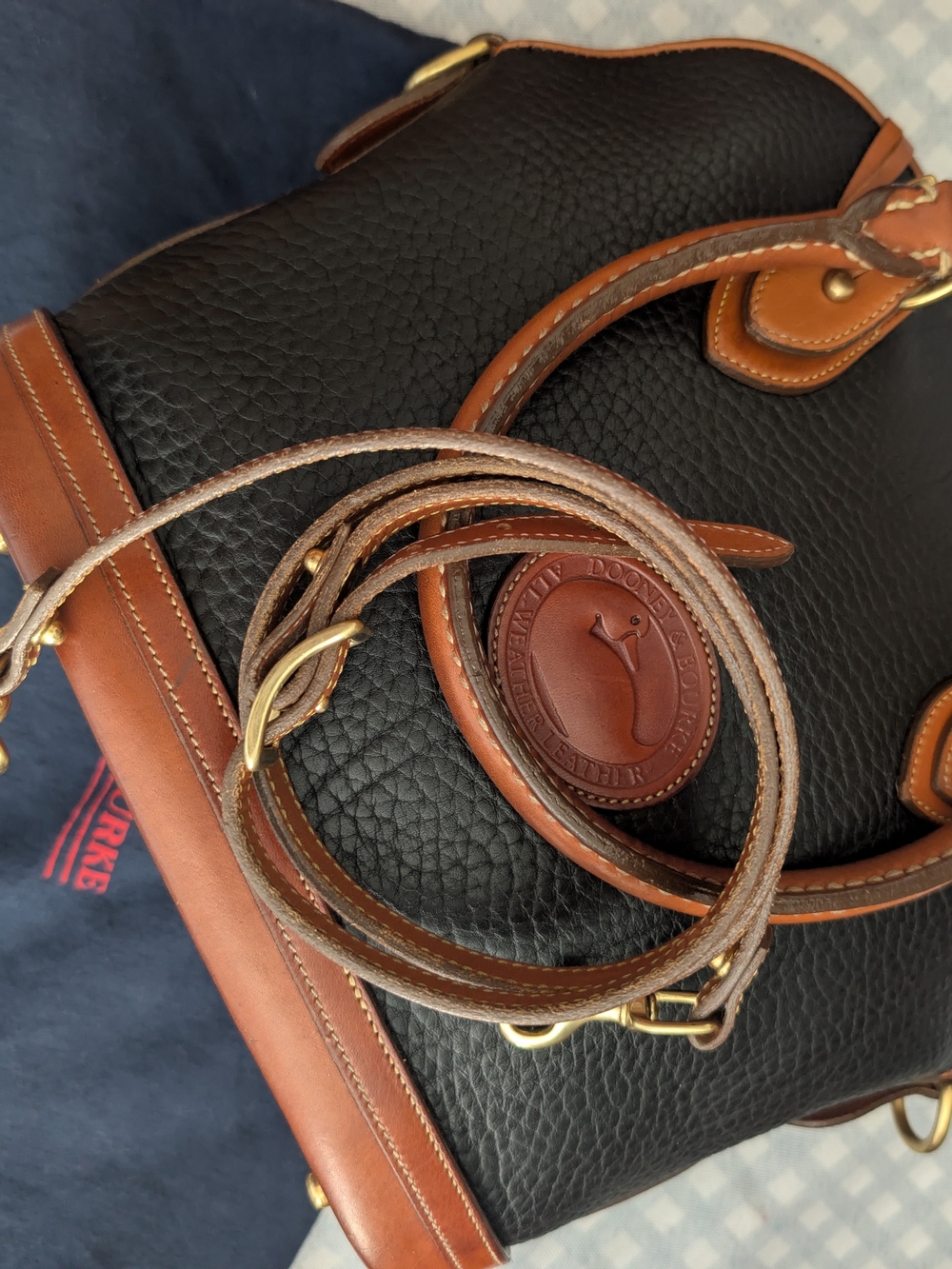 🥰💄VTG EUC Dooney & Bourke Norfolk Case Satchel with British Tan Trim - Picture 8 of 16